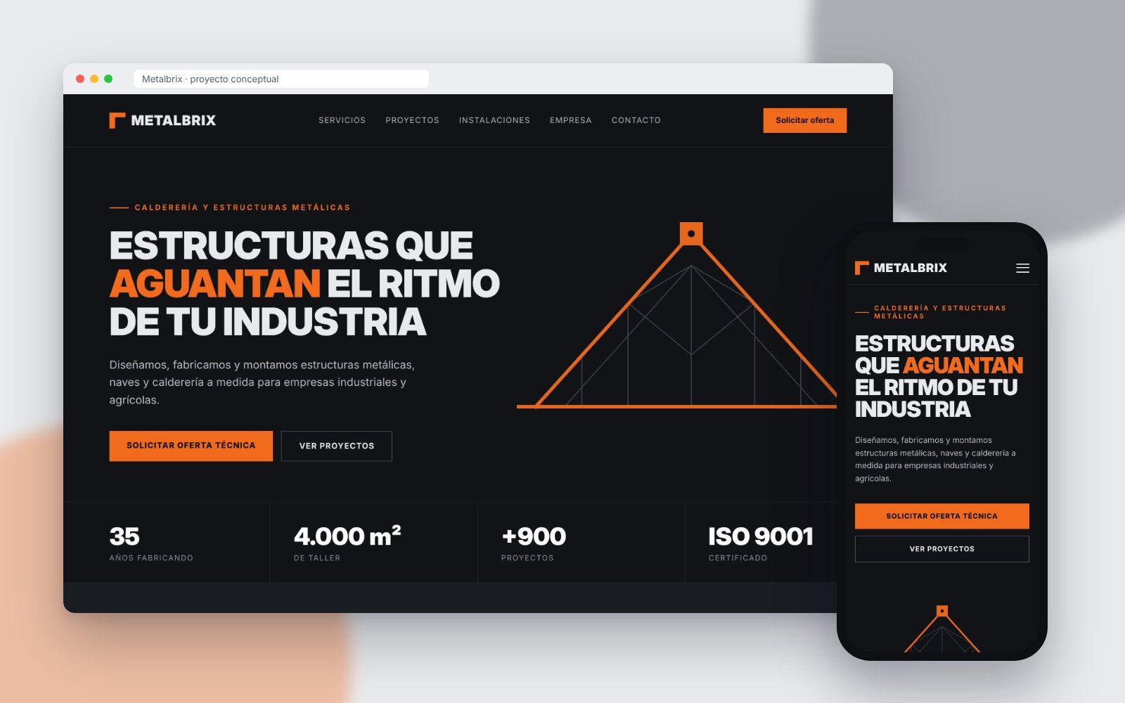 Portfolio de diseño web: proyecto conceptual para una empresa de estructuras metálicas
